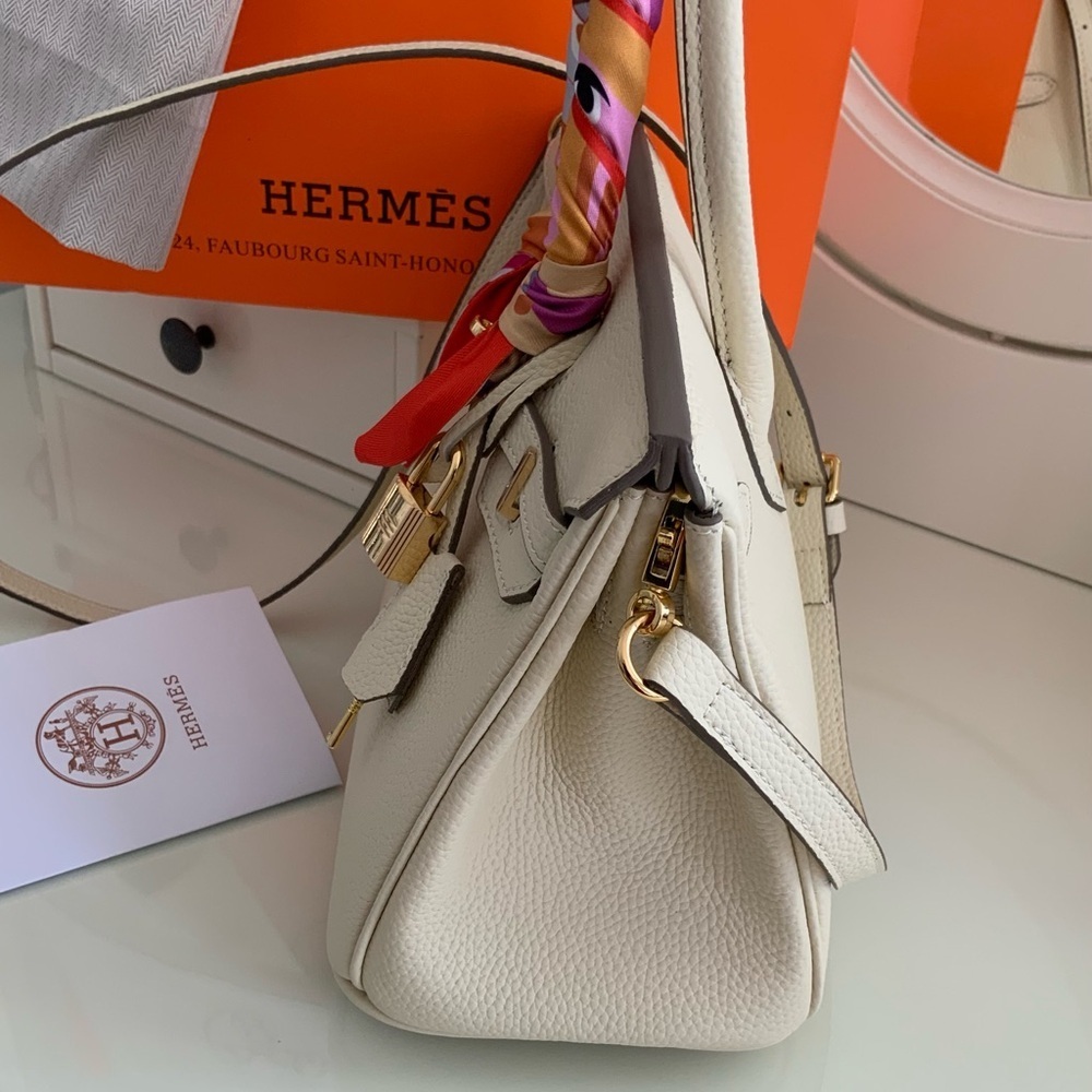 Cream Pebbled Leather Inspired 25 Birkin - Picture 9 of 12